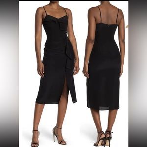 NWT Parker Womens Sheath Dress Black Size 10 Ellender Ruffle V-Neck Silk $378